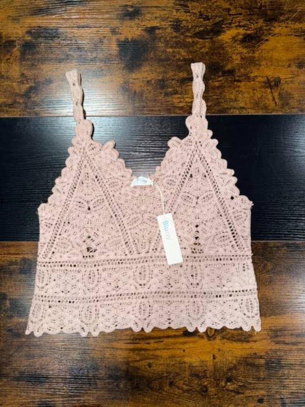 Dusty Pink 100% Cotton Crochet Lace Cami Crop Top NWT - Small